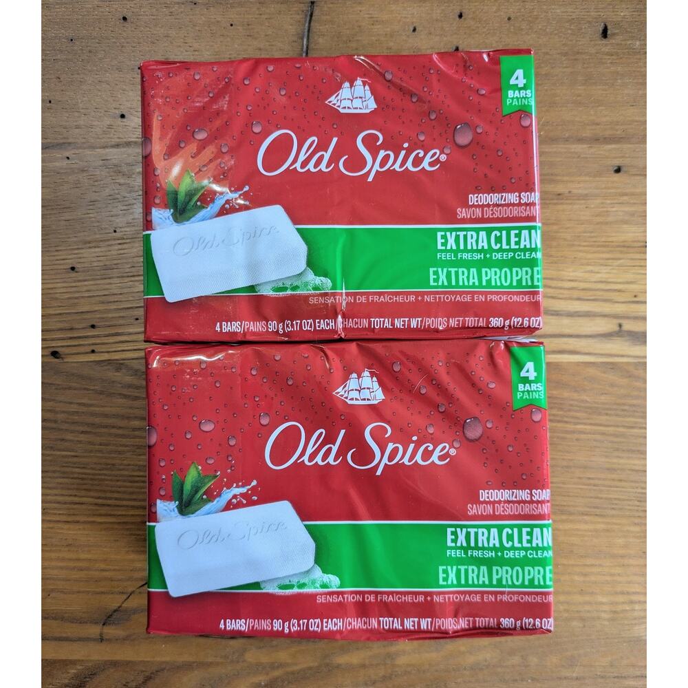 8 Bars Old Spice Bar Soap Extra Clean (Two 4 packs) 3.17oz Bars Brand New Sealed